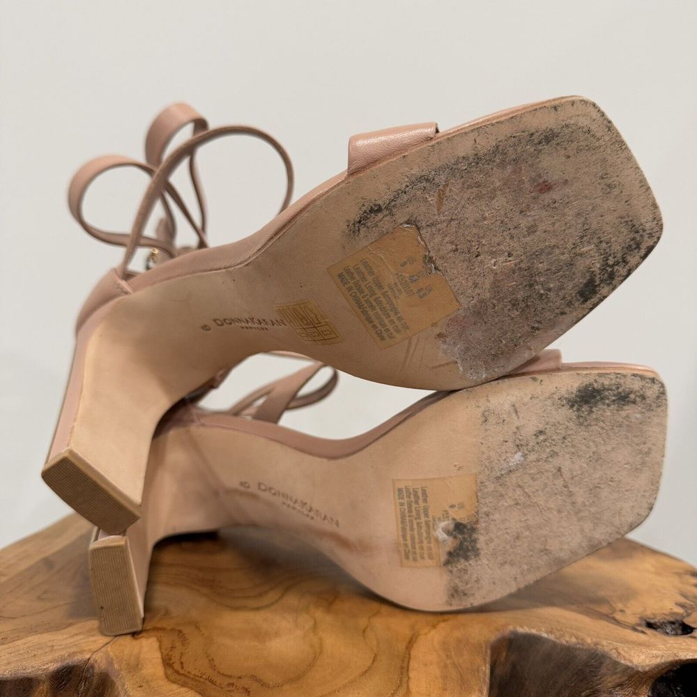 Donna Karan New York Heels Pumps Gold Platforms Shoes Beige Leather US 9 - Picture 9 of 11